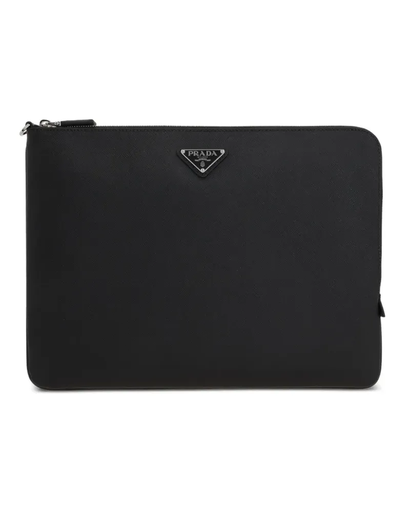 Prada Portemonnaie mit Logo-Schild - Schwarz Schwarz