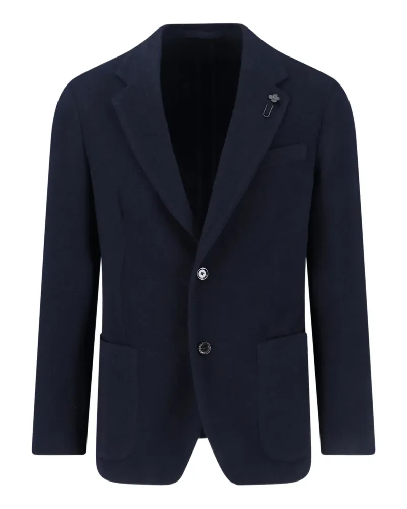 LARDINI single-breasted flower pin blazer - Blau Blau