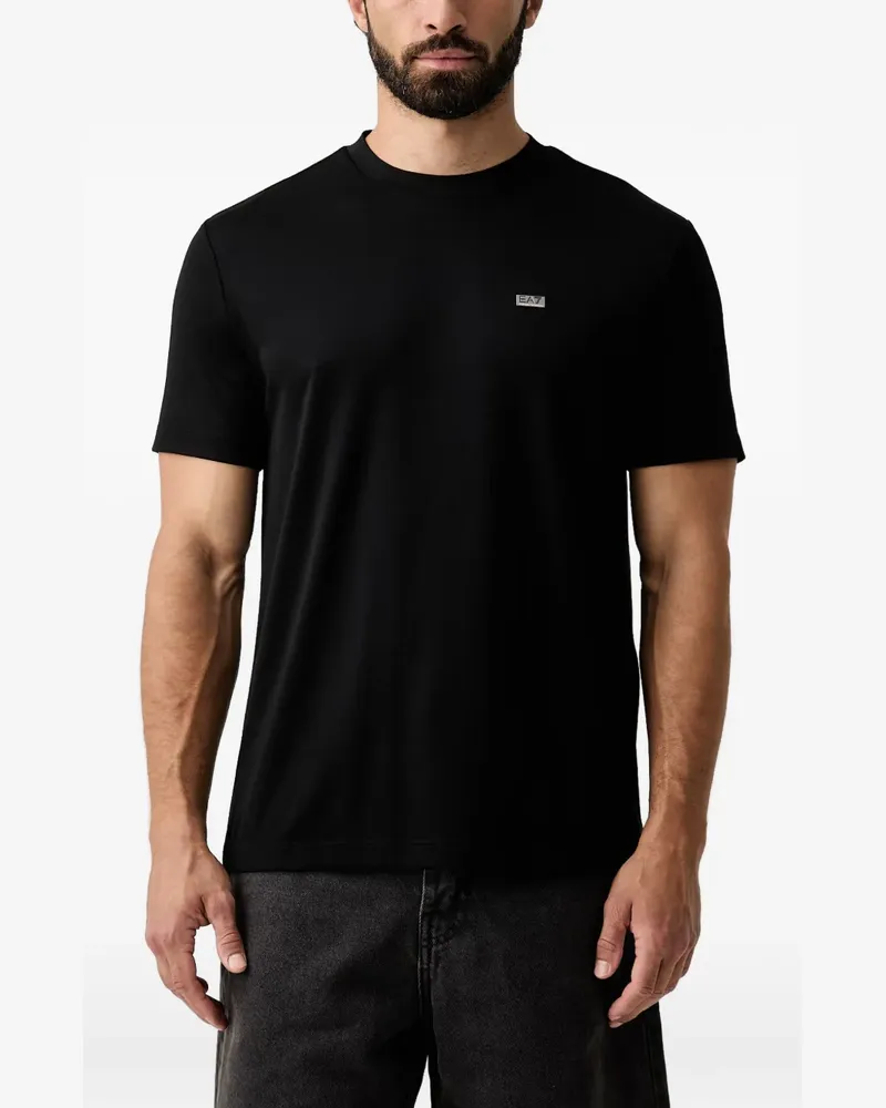 EA7 T-Shirt mit Logo-Schild - Schwarz Schwarz