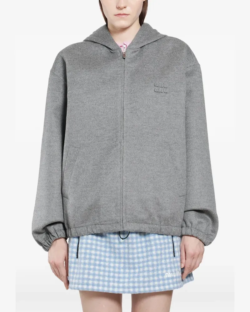Miu Miu double-cashmere and wool hoodie jacket - Grau Grau