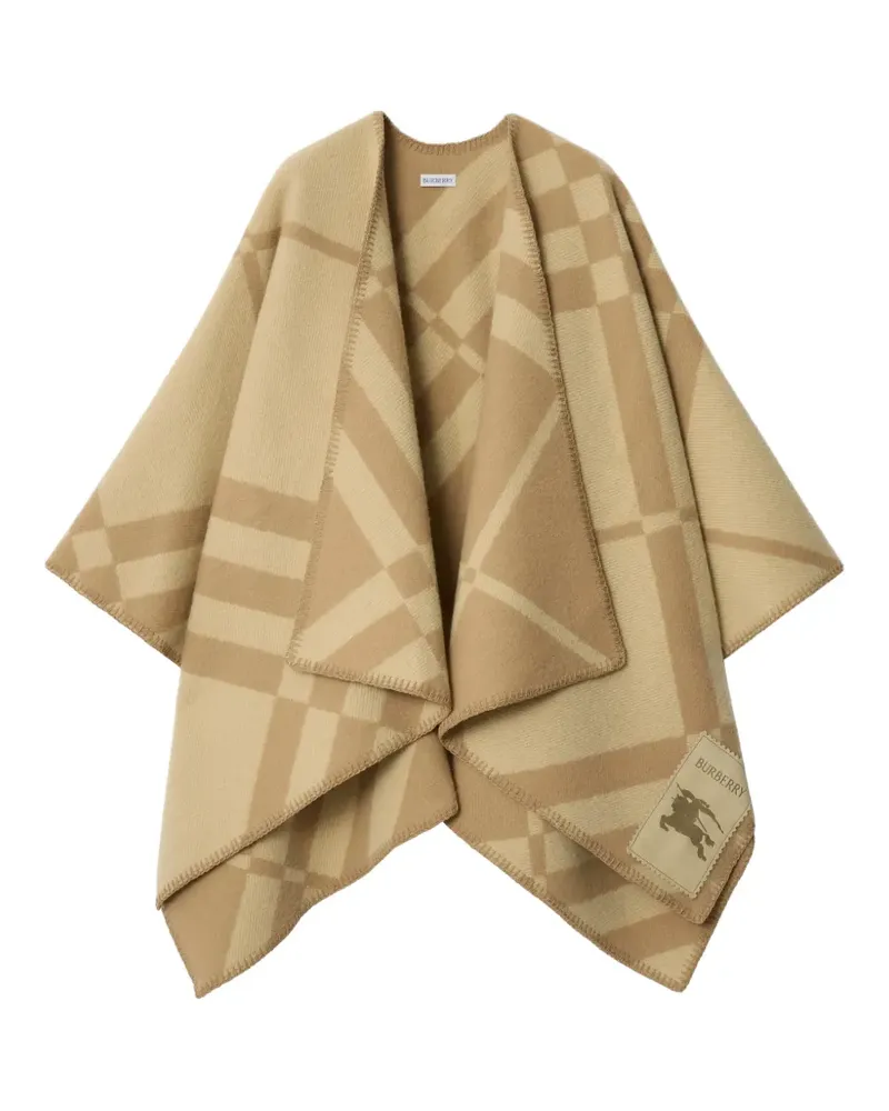 Burberry check wool cashmere cape - Nude Nude