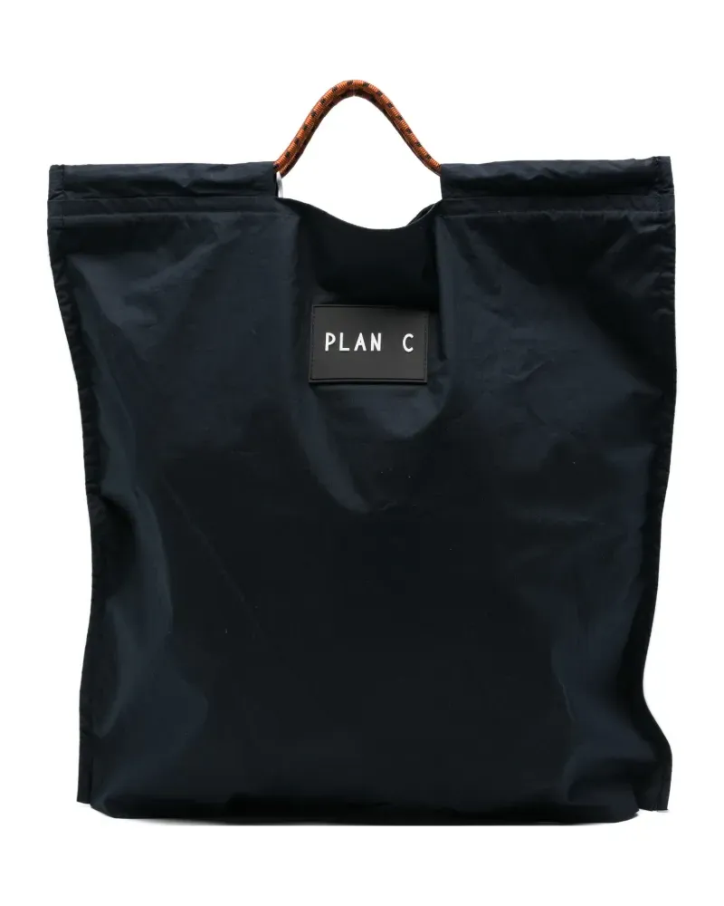 PLAN C logo-patch rope-handle tote bag - Blau Blau