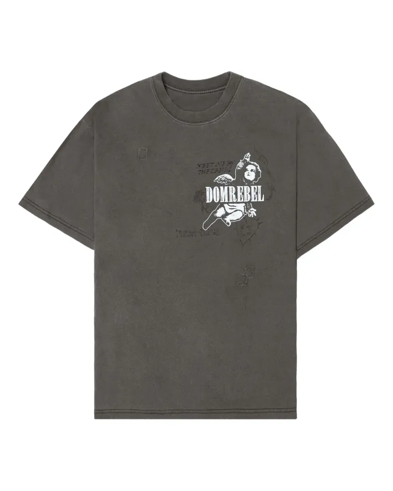 DOMREBEL Upward T-Shirt mit Engel-Print - Schwarz Schwarz