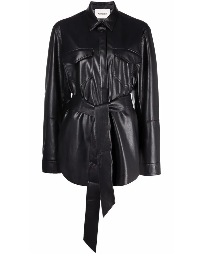 Nanushka Oversized-Hemd aus veganem Leder - Schwarz Schwarz