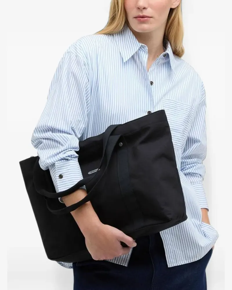 Barbour logo-plaque cotton tote bag - Schwarz Schwarz