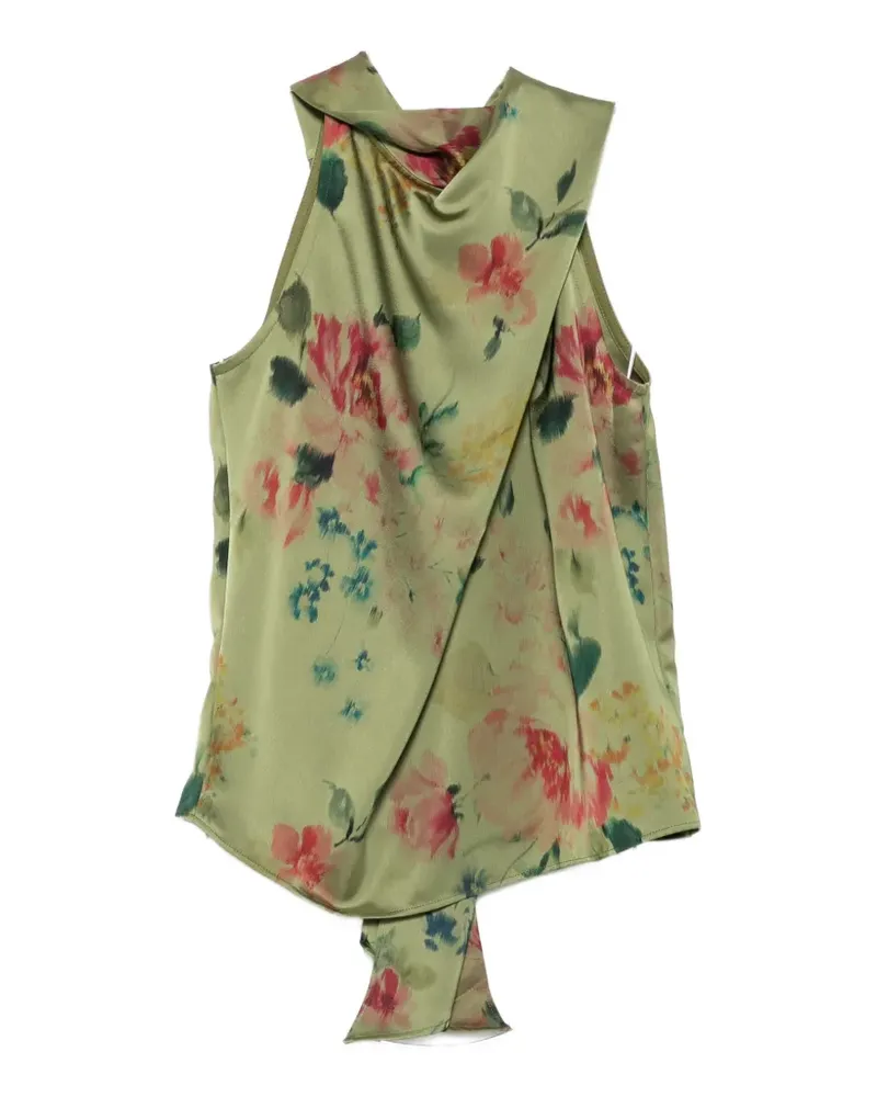 Marques ' Almeida floral-print draped blouse - Grün Grün