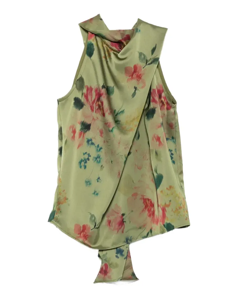 Marques ' Almeida floral-print draped blouse - Grün Grün