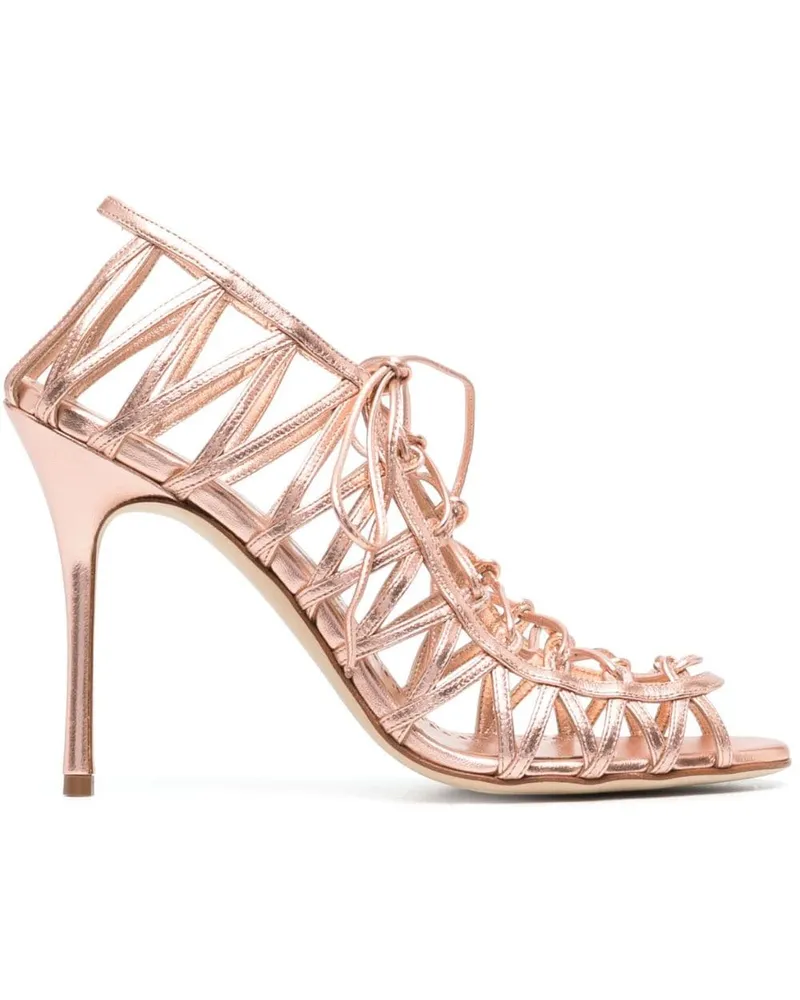 Manolo Blahnik Pantoletten in Metallic-Optik Metallic
