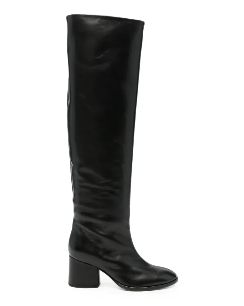 aeyde Kniehohe Stiefel mit Blockabsatz - Schwarz Schwarz