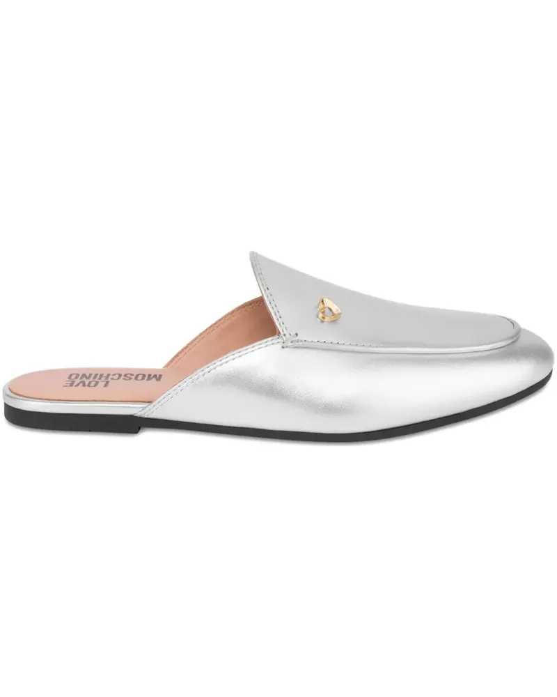 Moschino Mules mit Metallic-Emblem - Silber Silber