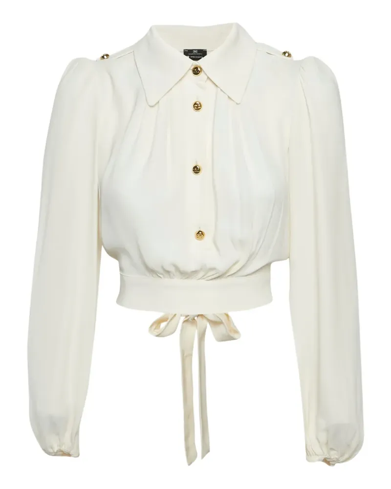 Elisabetta Franchi Geknöpfte Bluse mit Schnürung - Weiß Weiß