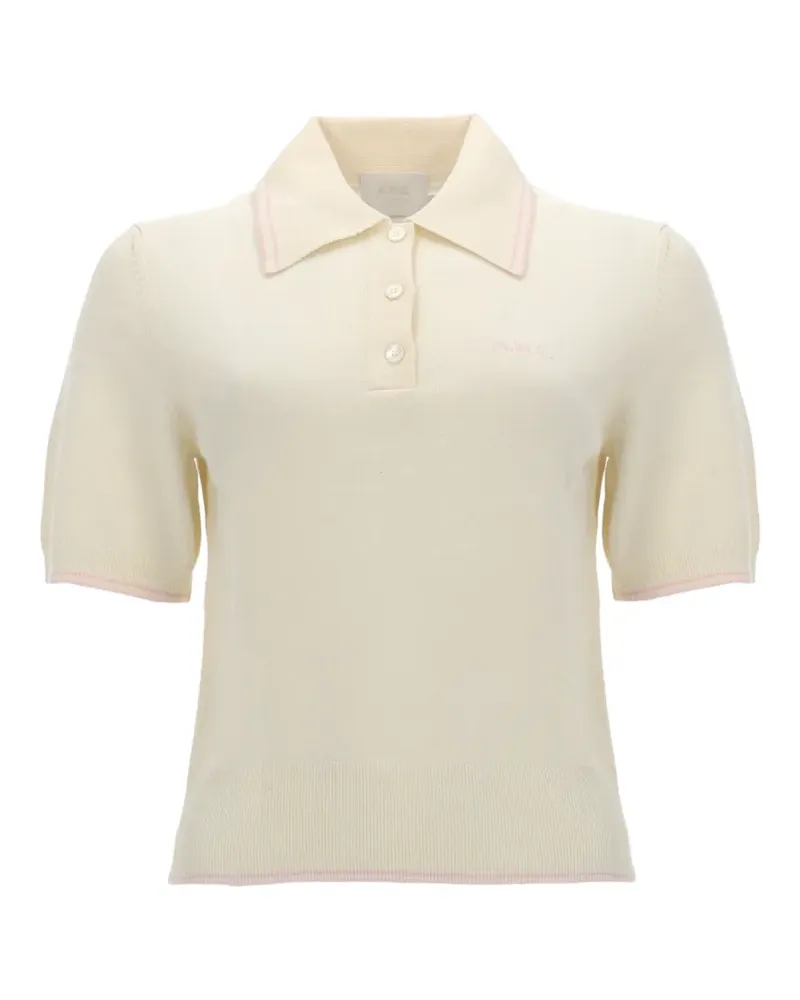 A.P.C. Lisa contrast-trim short-sleeve polo shirt - Nude Nude