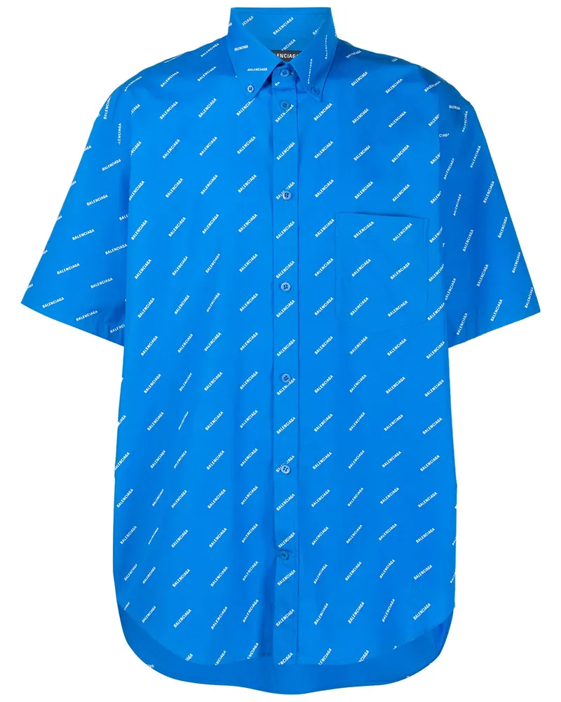 Balenciaga Hemd mit Logo-Print - Blau Blau