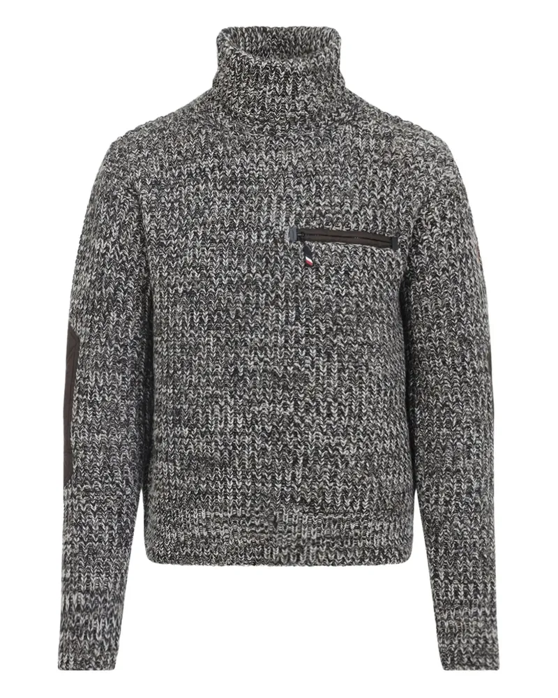 Moncler Rollkragenpullover mit Ellenbogen-Patch - Grau Grau