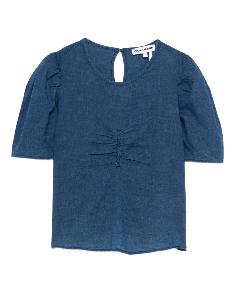 DKNY puff-sleeve gathered blouse - Blau Blau