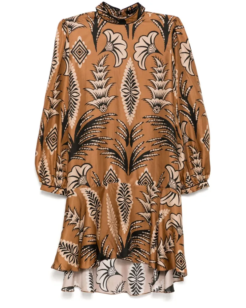 Biyan Langärmeliges Twill-Minikleid - Braun Braun