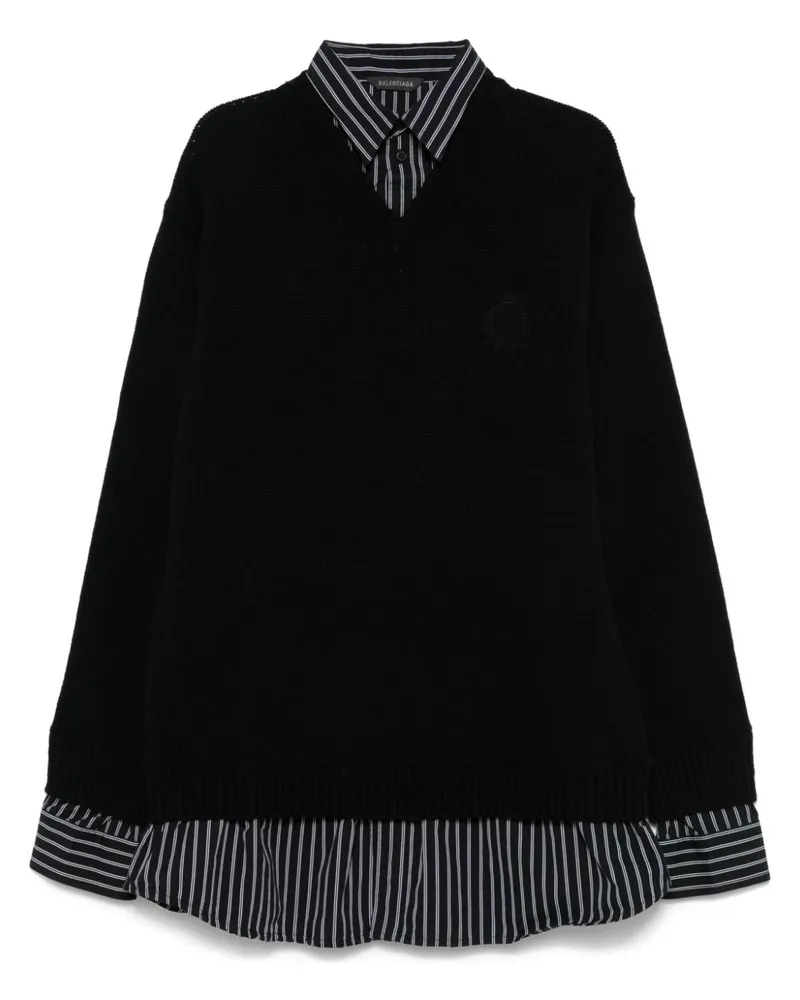Balenciaga Pullover im Layering-Look - Schwarz Schwarz