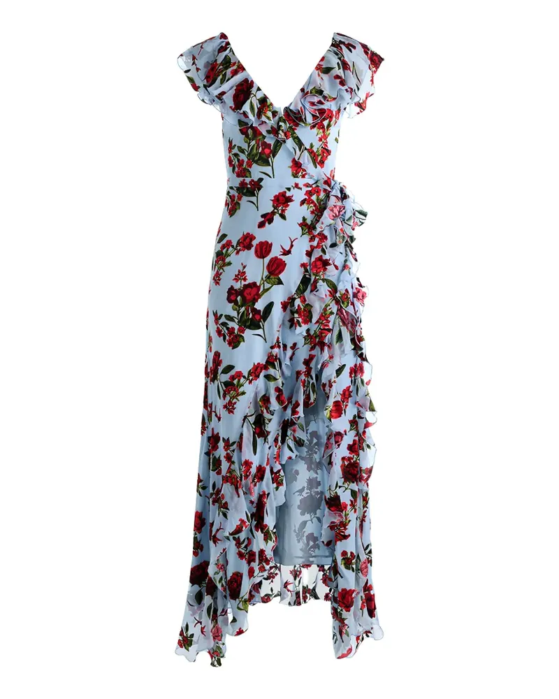 Alice + Olivia Kristen ruffled floral-print ruffled dress - Blau Blau