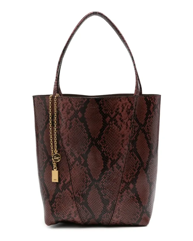 Chloé medium Spin python-effect tote bag - Rosa Rosa