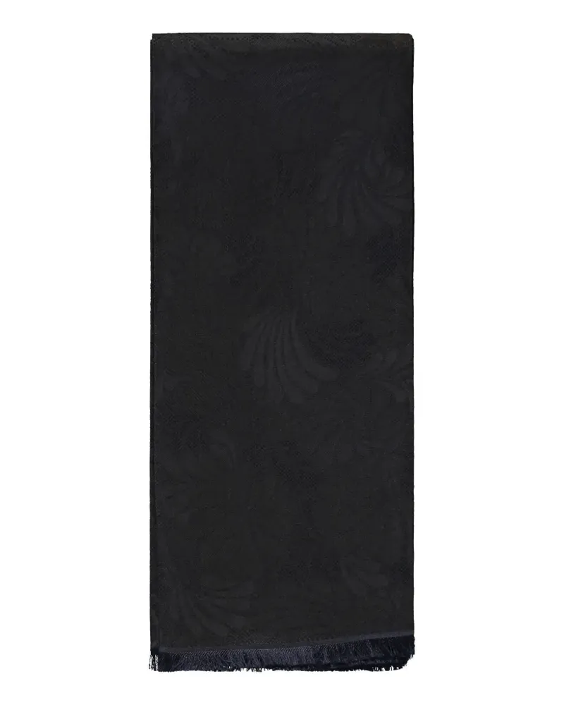 Ermenegildo Zegna floral-jacquard fringed scarf - Schwarz Schwarz