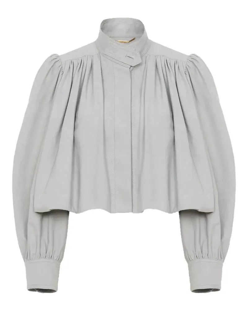 Chloé Stehkragen-Jacke mit Ballonärmeln - Grau Grau