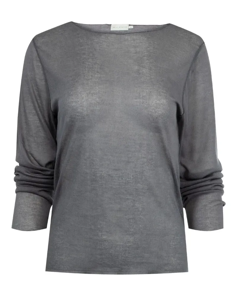 Deiji Studios Geripptes Langarmshirt - Grau Grau