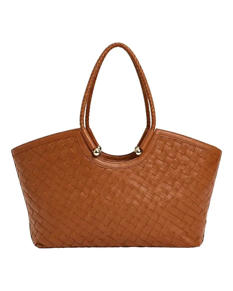 Twin-Set Tote Bag mit Flechtriemen - Braun Braun
