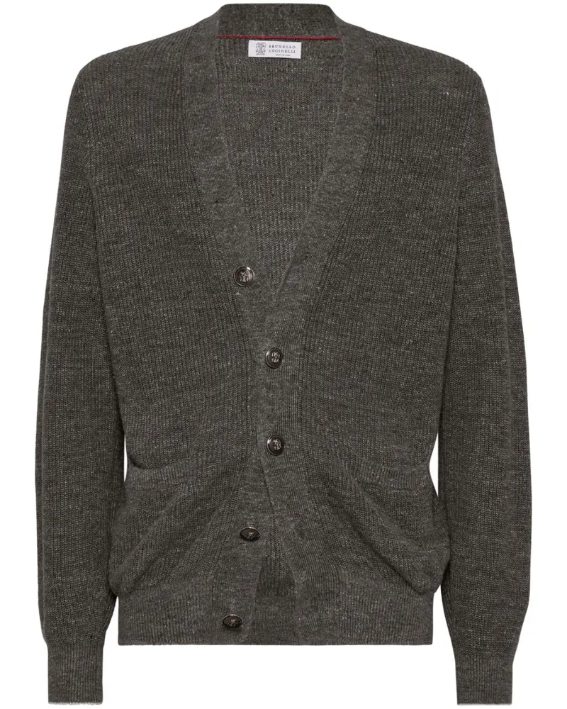Brunello Cucinelli Cardigan mit geprägten Knöpfen - Grau Grau