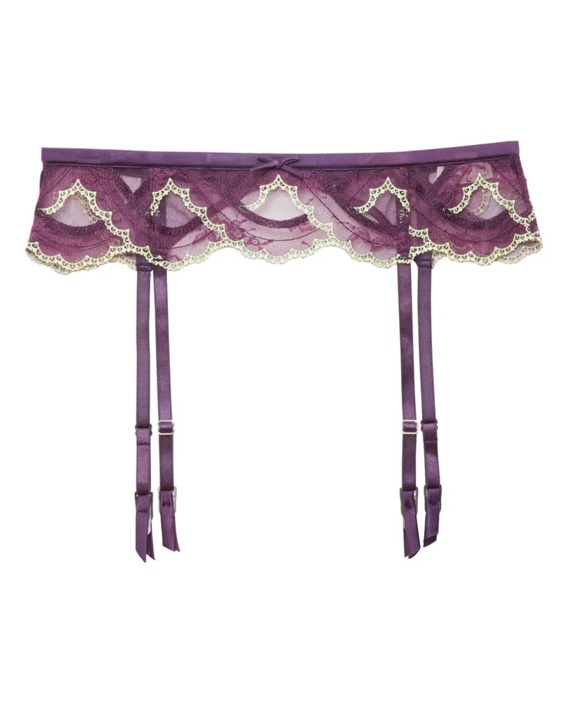 Fleur Du Mal Bestickter Hendrix Strumpfhalter - Violett Violett