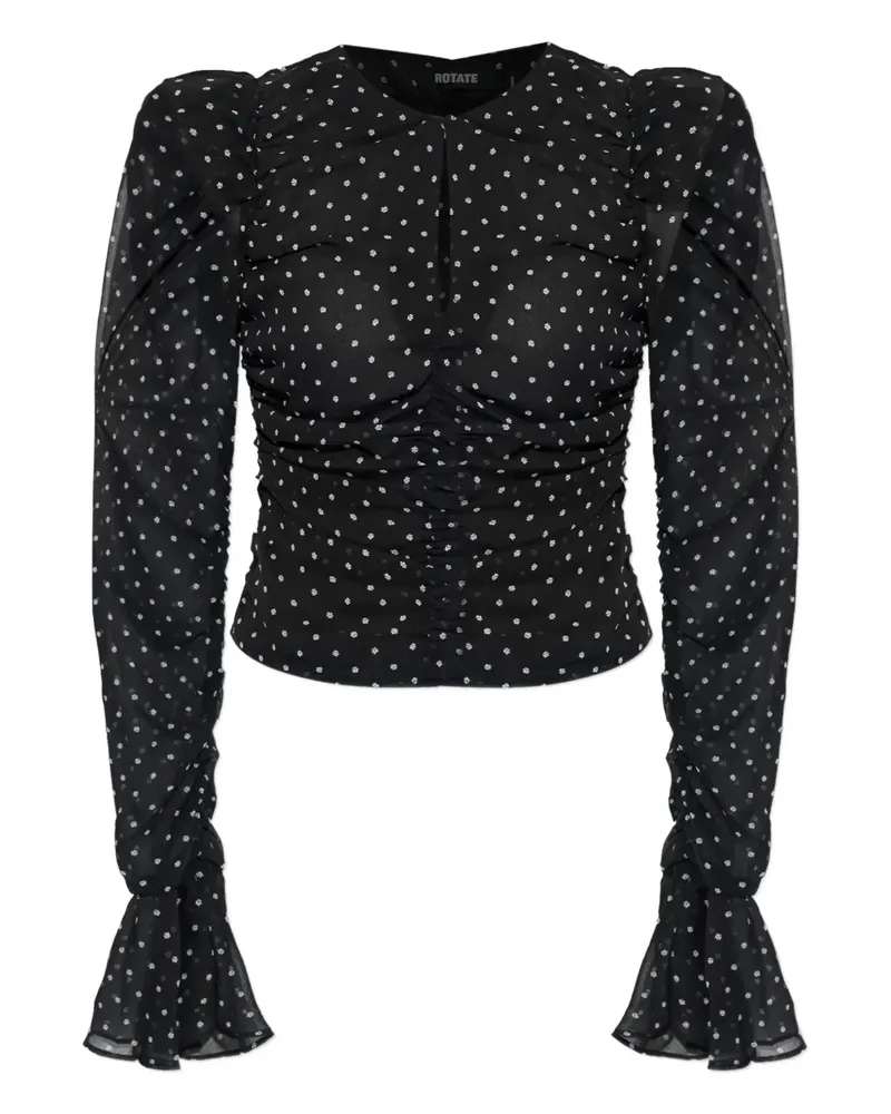 ROTATE Birger Christensen Gepunktetes Oberteil - Schwarz Schwarz