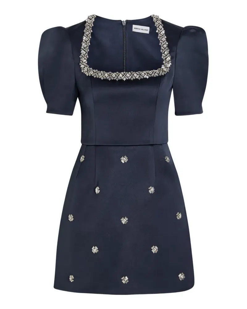 Rebecca Vallance Ayla crystal-embellished puff-sleeve mini dress - Blau Blau