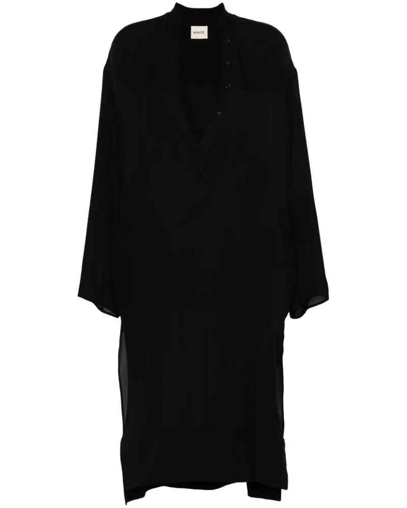 KHAITE Mittellanges Brim Kreppkleid - Schwarz Schwarz