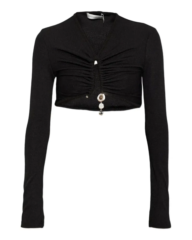 Christopher Esber droplet crystal-pendant ruched top - Schwarz Schwarz
