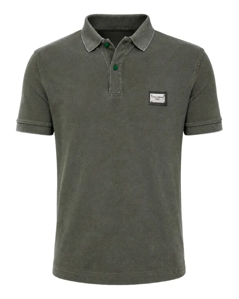 Dolce & Gabbana Poloshirt mit Logo-Schild - Grün Grün