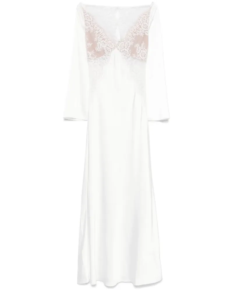 Self-Portrait Abendkleid aus Satin mit Spitze - Weiß Weiß