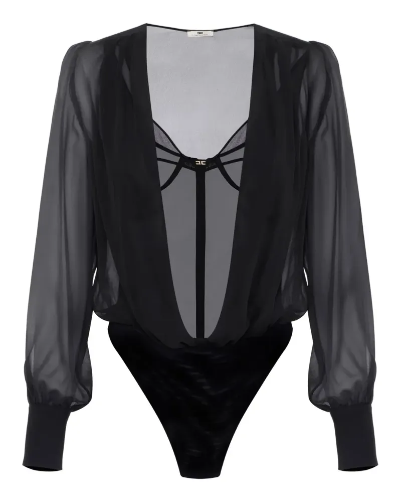 Elisabetta Franchi Body aus Seide - Schwarz Schwarz