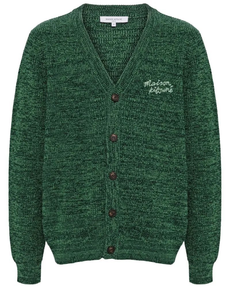 Kitsuné Cardigan mit Handschrift - Grün Grün