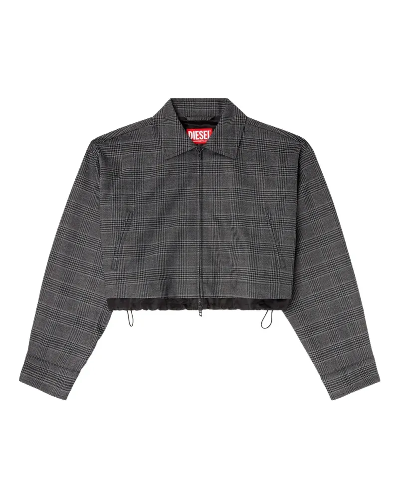 Diesel Cropped-Jacke mit Karomuster - Schwarz Schwarz