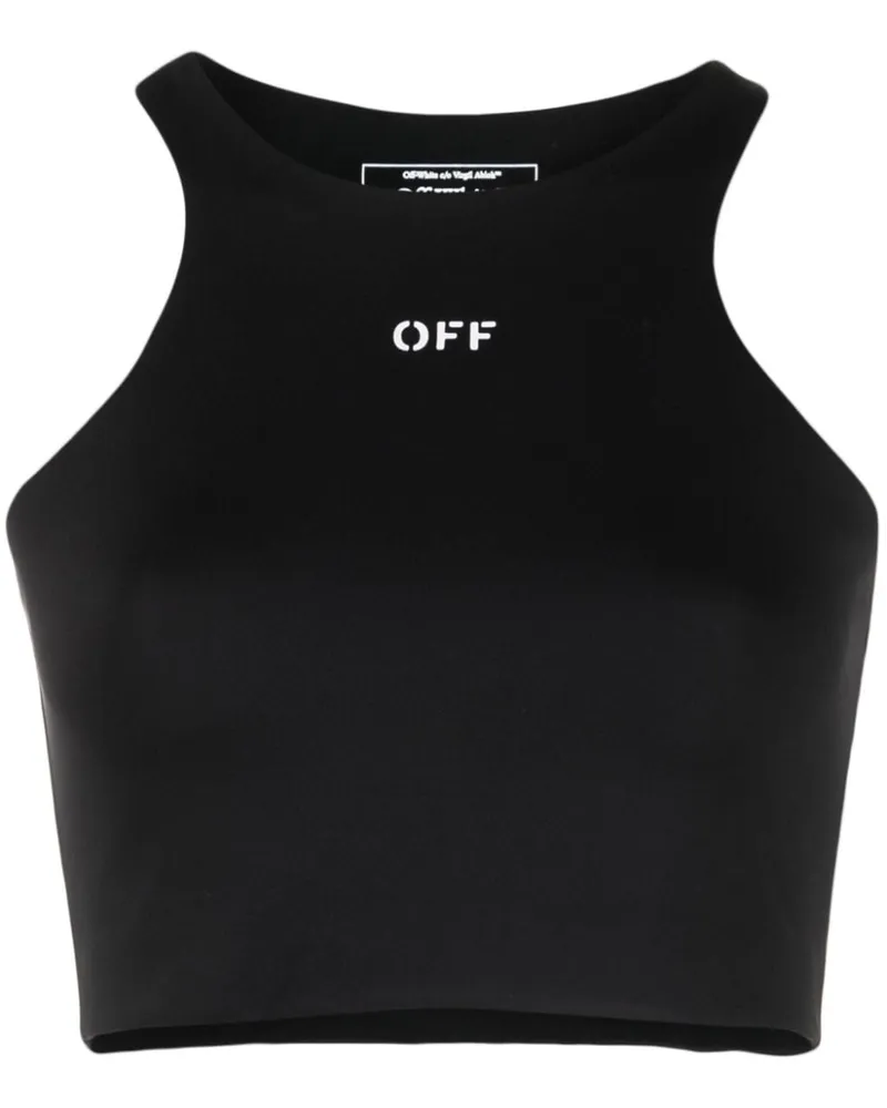 OFF-WHITE Cropped-Top mit Logo-Print - Schwarz Schwarz