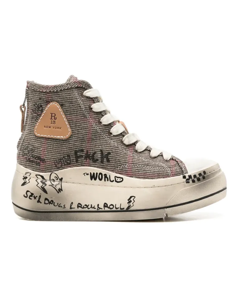 R13 Sneakers mit Graffiti-Print - Braun Braun