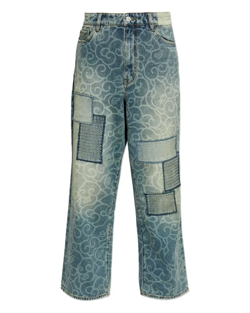 BAPE Patchwork-Jeans mit abstraktem Muster - Blau Blau