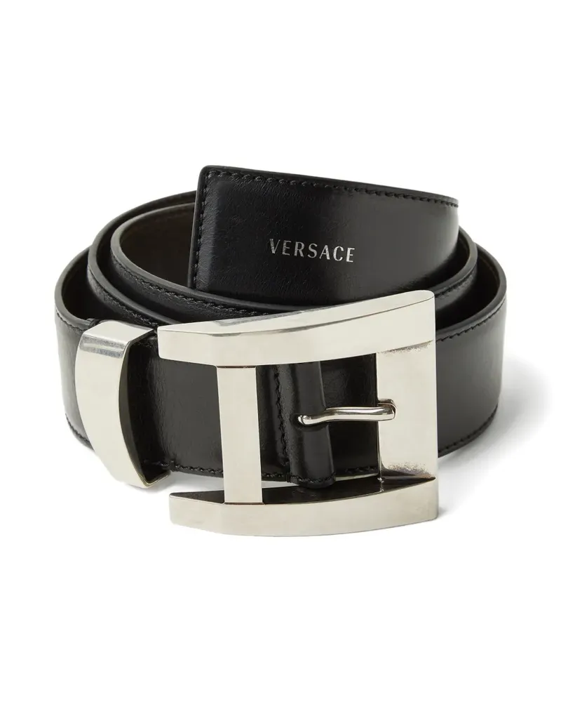 Versace Gürtel aus Leder 4 cm - Schwarz Schwarz