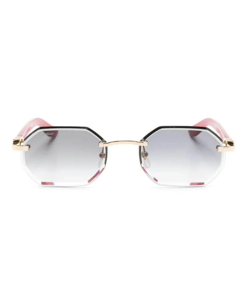 Cartier Sonnenbrille mit geometrischem Gestell Rot