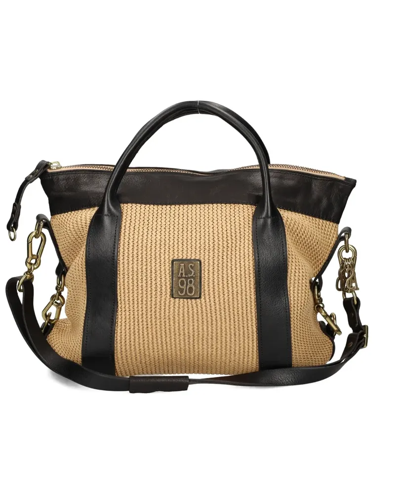 A.S.98 Shopper mit gewebtem Einsatz - Nude Nude