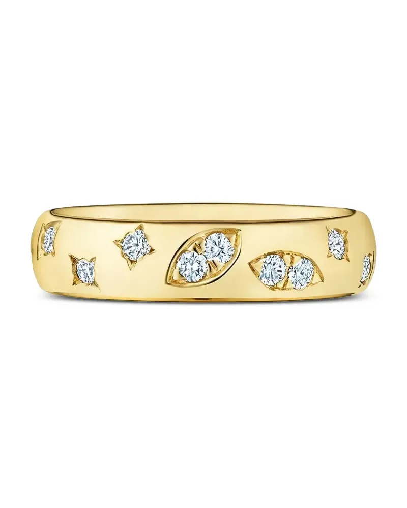 KWIAT 18kt Cobblestone Star Gelbgoldring mit Diamanten Gelb