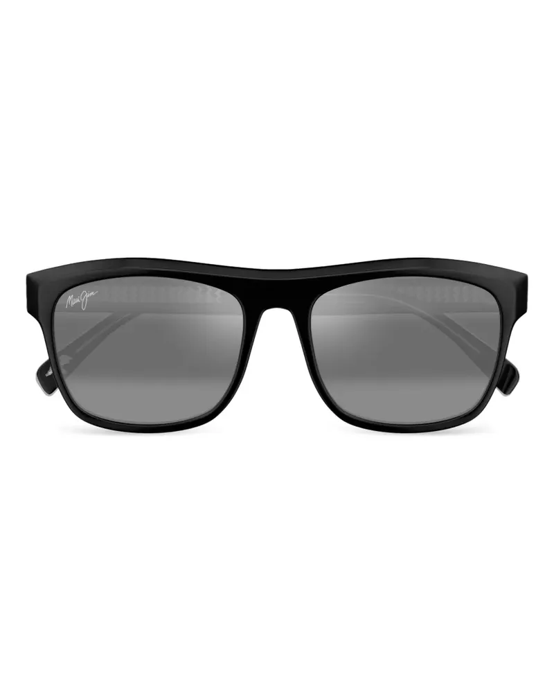 Maui Jim S-Turns Sonnenbrille mit eckigem Gestell - Schwarz Schwarz