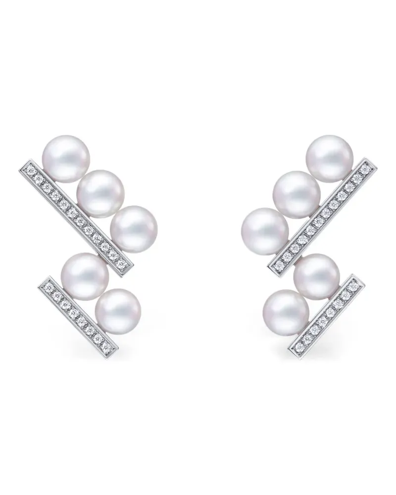 TASAKI Balance Step Neo pearl and diamond earrings - Silber Silber
