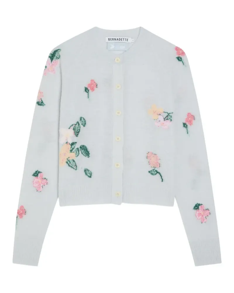 BERNADETTE Clemence Cardigan mit Blumen-Intarsie - Blau Blau