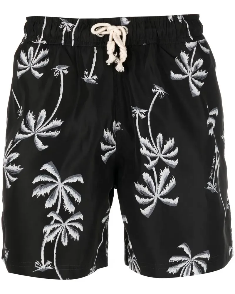 Palm Angels Badeshorts mit Palmen-Print - Schwarz Schwarz