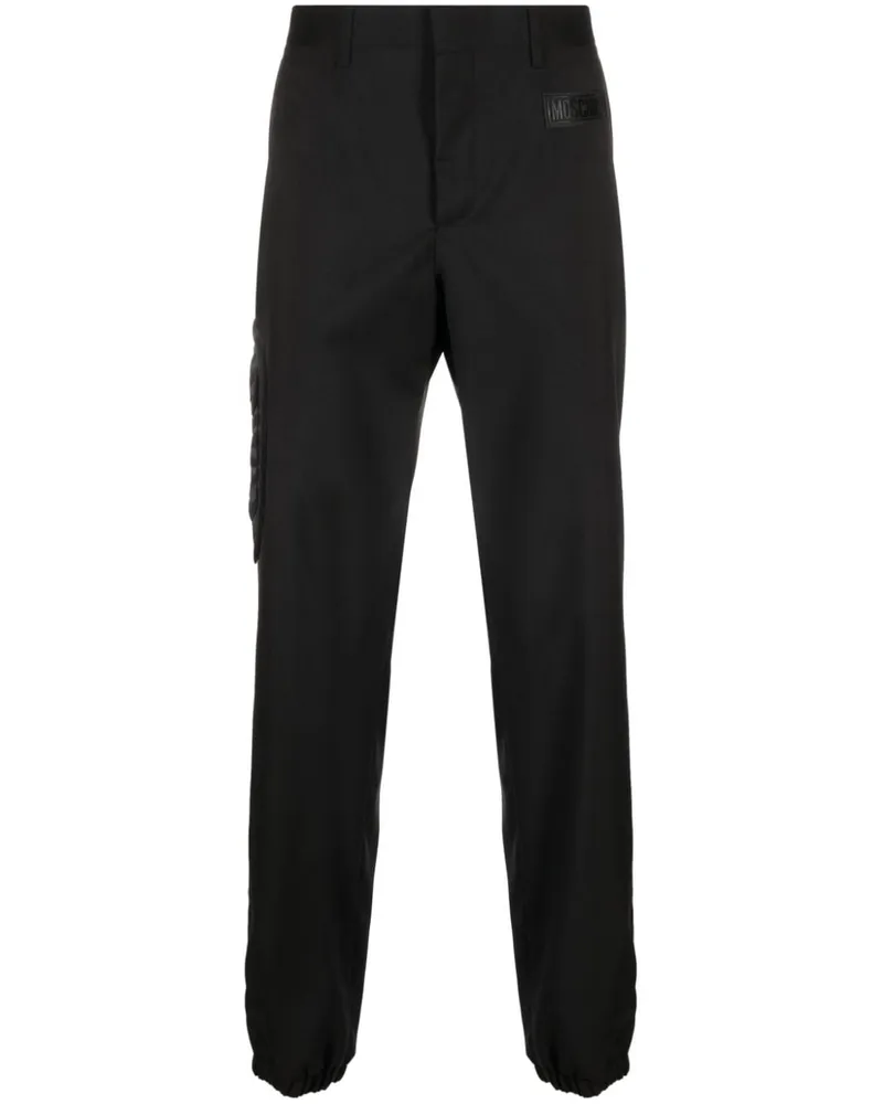 Moschino Klassische Hose mit gummiertem Logo - Schwarz Schwarz